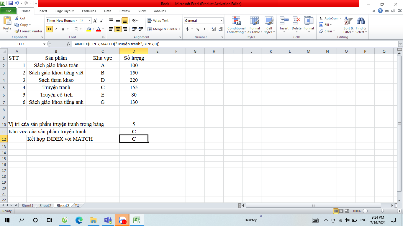 hàm index match