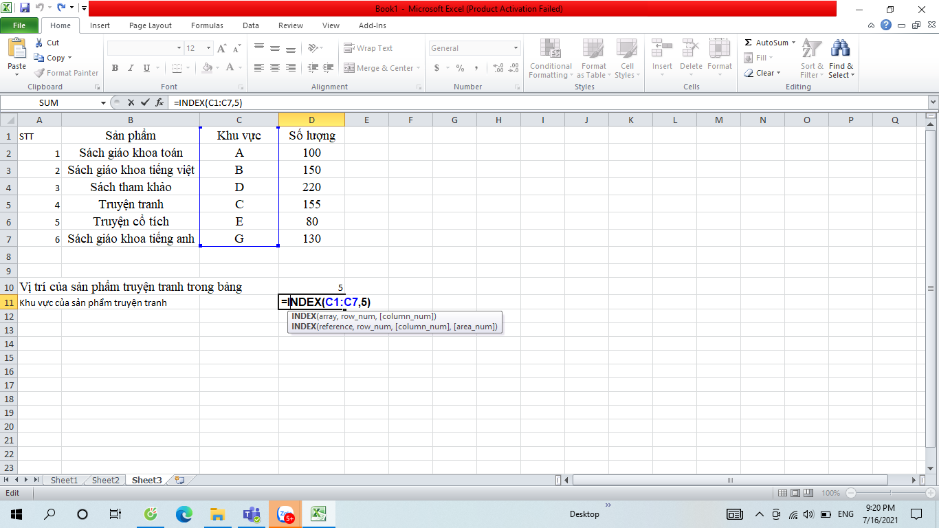 hàm index match