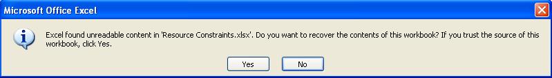 excel found unreadable content