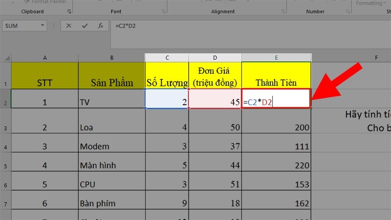 hàm nhân trong excel