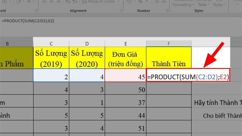 hàm nhân trong excel