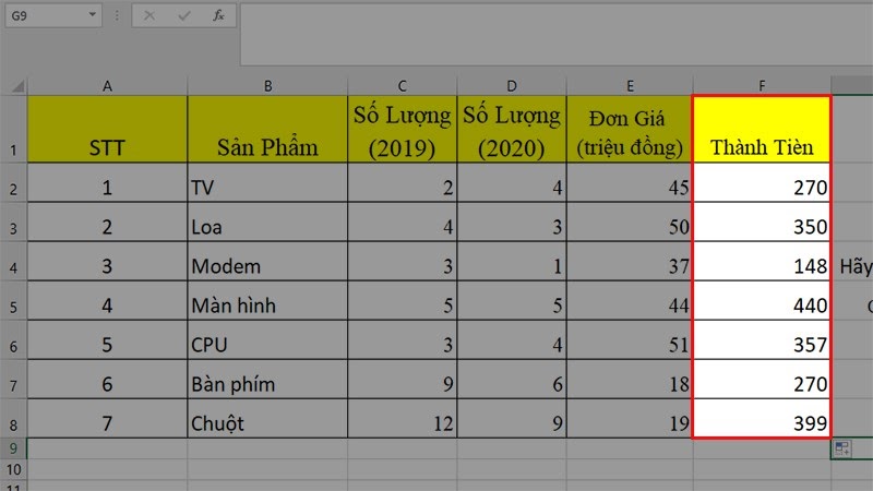 hàm nhân trong excel