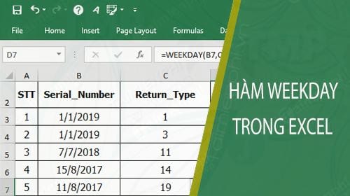 hàm weekday