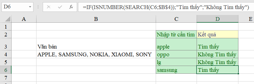 hàm dò tìm ký tự trong excel