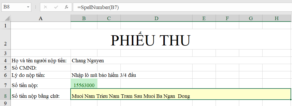 lập công thức số tiền bằng chữ trong excel