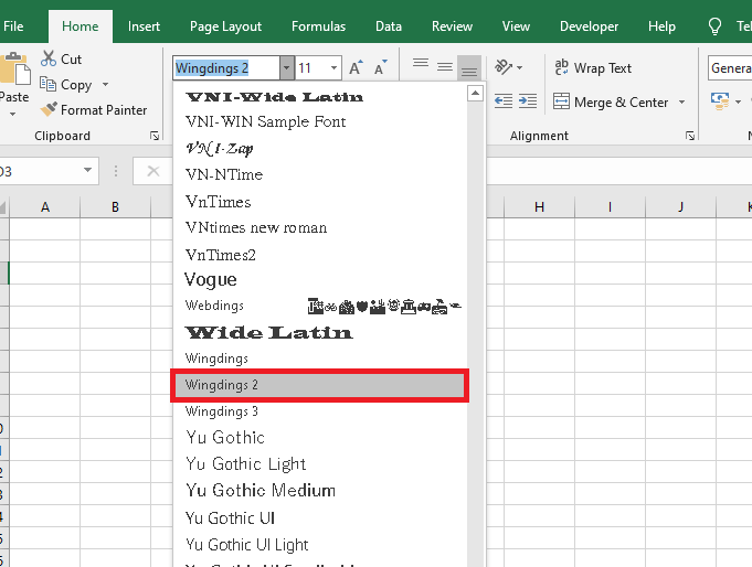 dấu tích trong excel