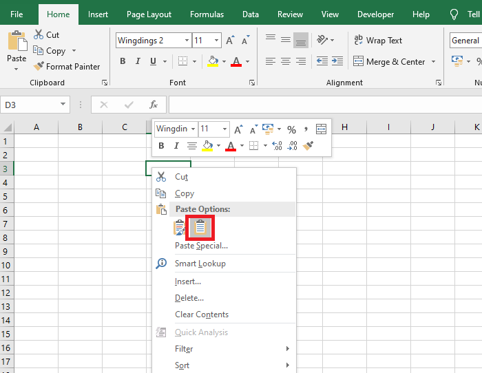 dấu tích trong excel