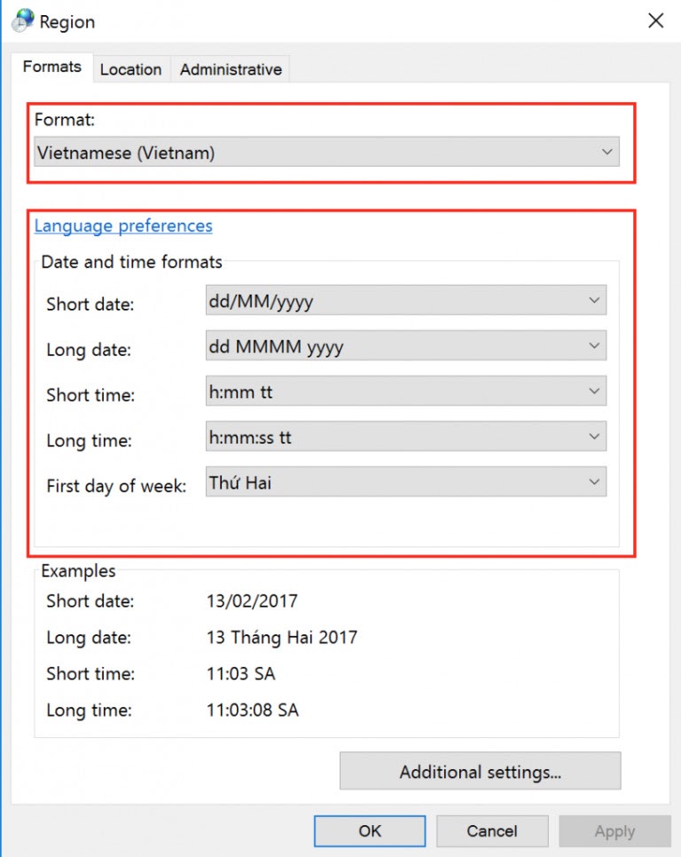 định dạng ngày tháng trong excel