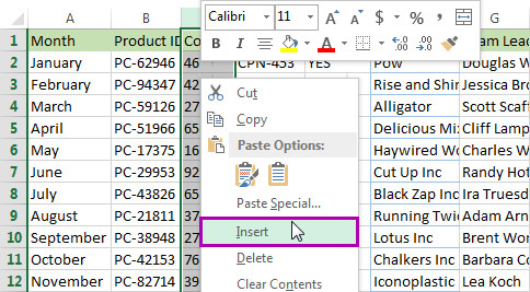 cách thêm cột trong excel