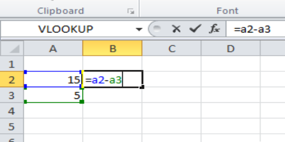 hàm trừ trong excel