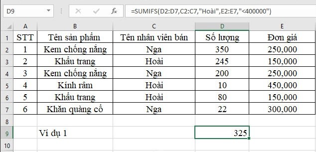 hàm sumifs