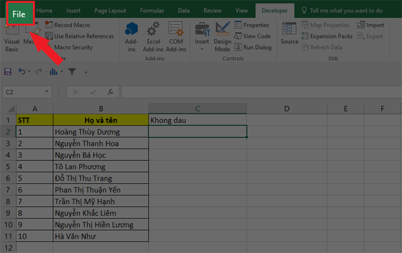 bỏ dấu trong excel