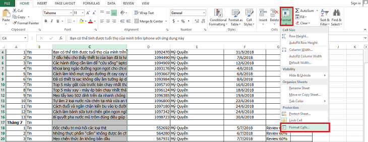 xuống hàng trong excel