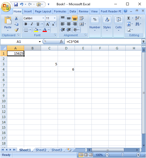 lũy thừa trong excel