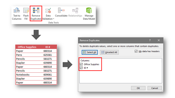 xóa dữ liệu trùng trong excel