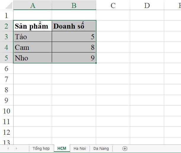 tham chiếu dữ liệu giữa các sheet trong excel