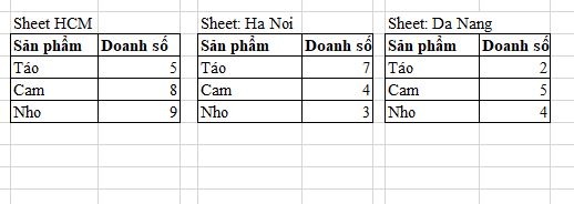 tham chiếu dữ liệu giữa các sheet trong excel