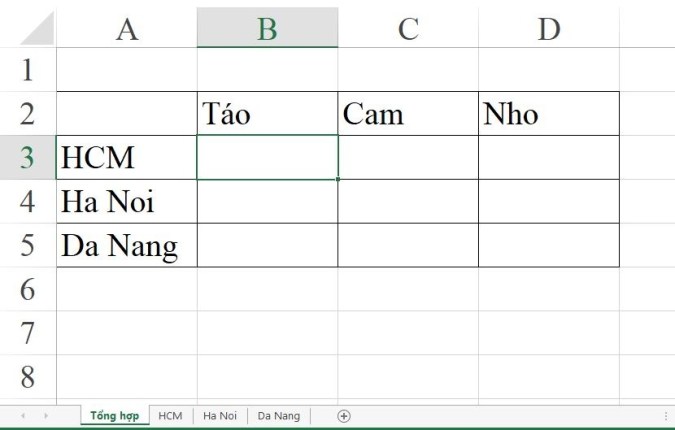 tham chiếu dữ liệu giữa các sheet trong excel