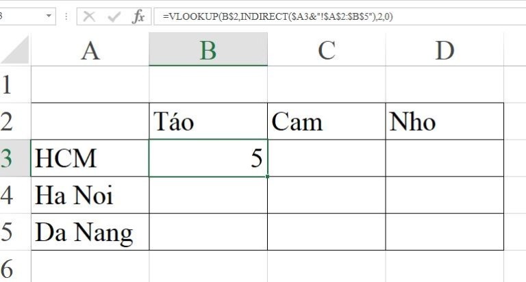 tham chiếu dữ liệu giữa các sheet trong excel