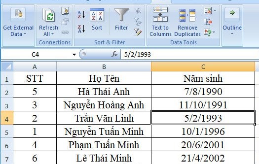 cách kéo ngày tăng dần trong excel