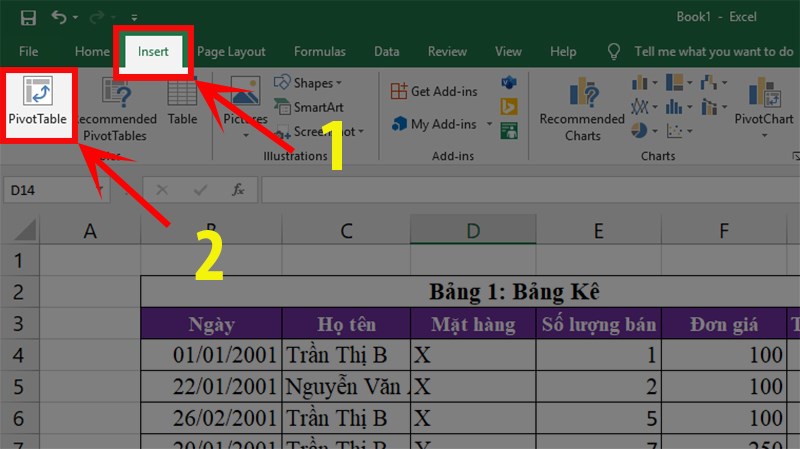 cách tạo pivottable từ nhiều sheet