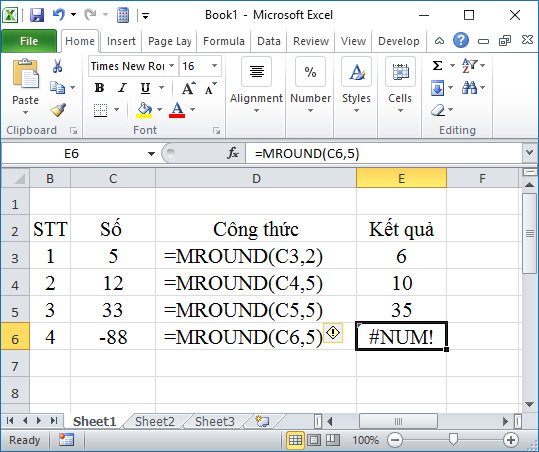 hàm làm tròn trong excel