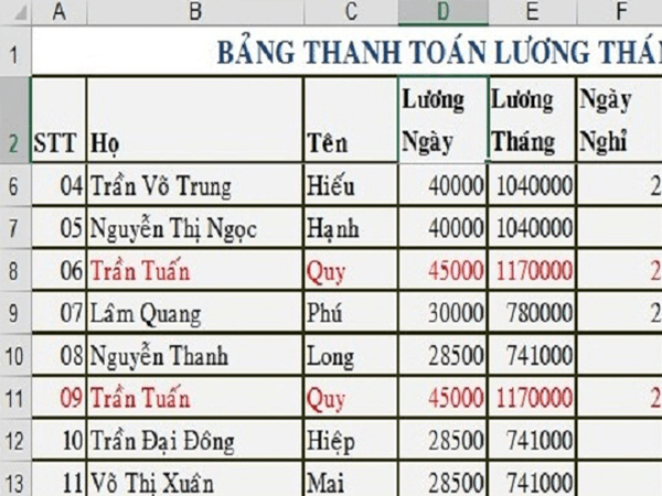 lọc trùng trong excel