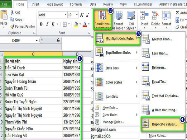 lọc trùng trong excel