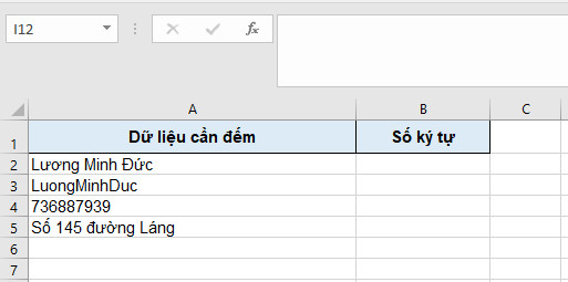 hàm len trong excel