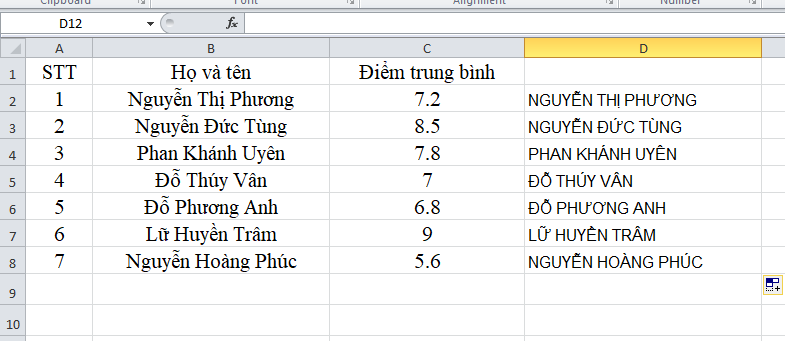 chuyển chữ thường thành chữ hoa trong excel