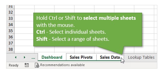 phím tắt chuyển sheet