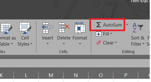 cách tính tổng hàng ngang trong excel