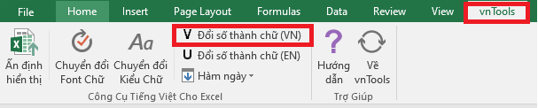 đổi số thành chữ trong excel