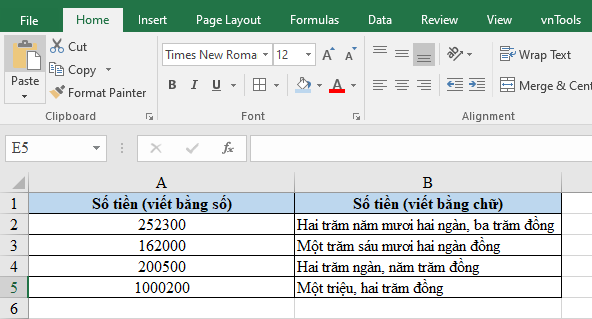 đổi số thành chữ trong excel