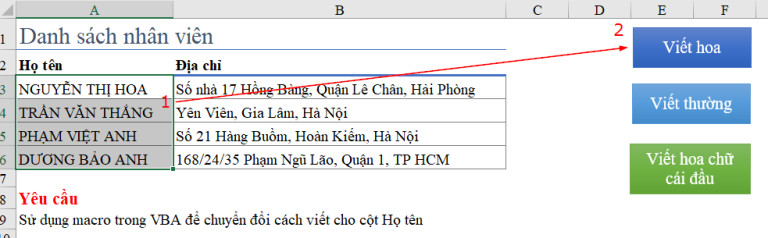 viết hoa trong excel