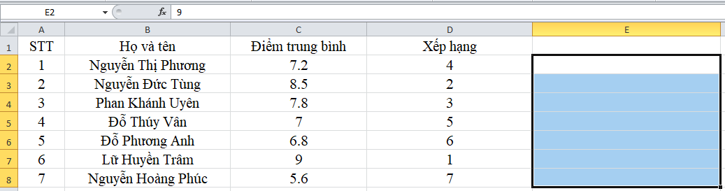 ẩn cột trong excel