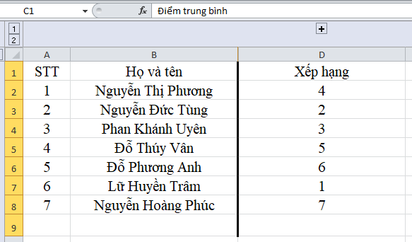 ẩn cột trong excel