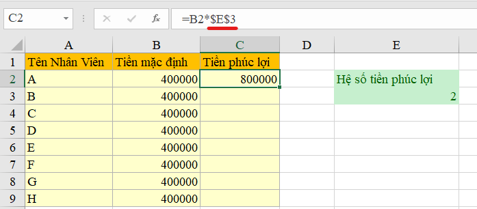 khóa giá trị trong excel