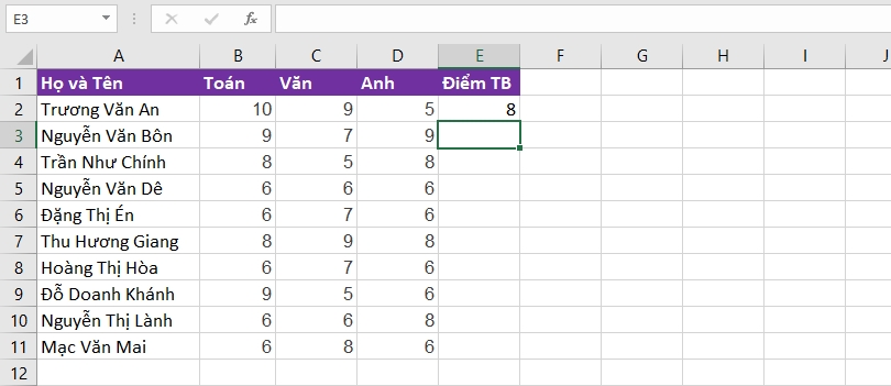 các hàm thông dụng trong excel