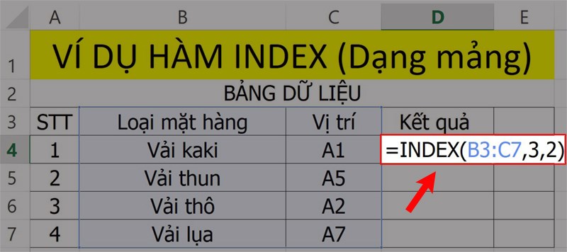 hàm liệt kê danh sách trong excel