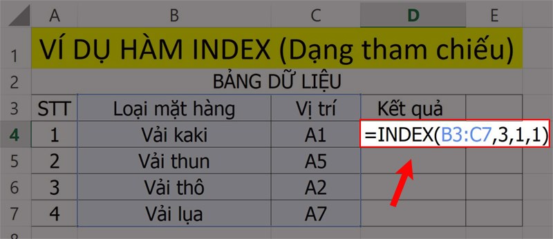 hàm liệt kê danh sách trong excel