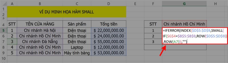 hàm liệt kê danh sách trong excel