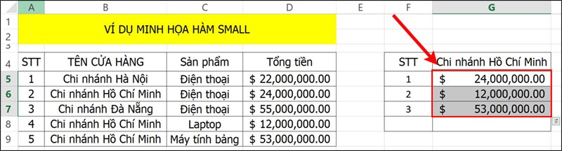 hàm liệt kê danh sách trong excel