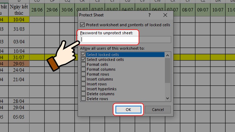 đặt mật khẩu cho file excel