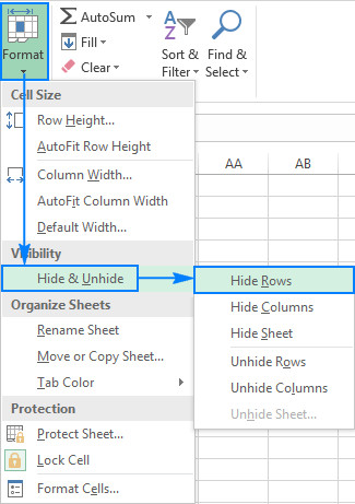 ẩn dòng trong excel