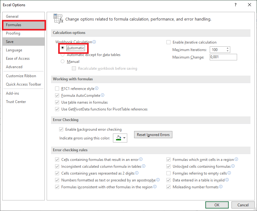 excel không nhảy công thức