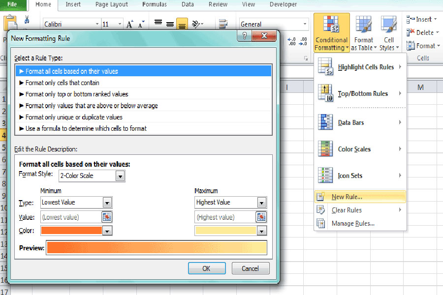 tô màu dòng có điều kiện trong excel