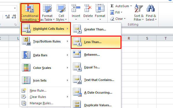 đổi màu ô trong excel theo điều kiện