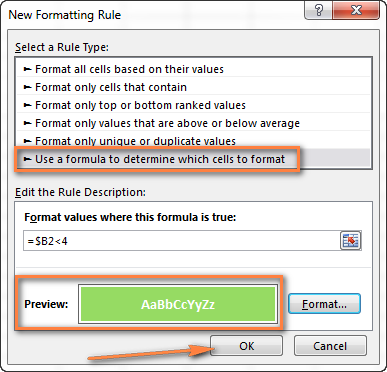 đổi màu ô trong excel theo điều kiện