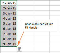 tự nhảy ngày tháng trong excel